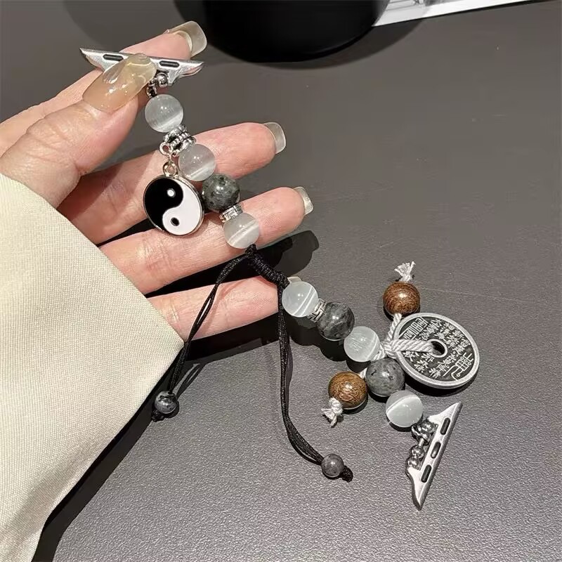 Shan Gui Qian iWatch Strap with Bagua Tai Chi Pendant Suitable for Apple Watch, Adjustable Drawstring