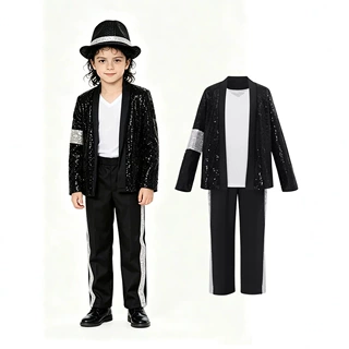 2026跨境新款迈克杰克逊亮片表演服cosMJ舞台表演服装