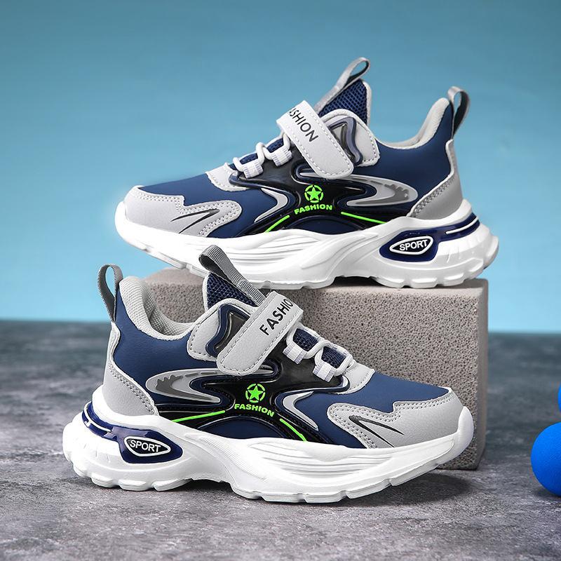 Niños cuero zapatos deportivos casuales para niños velcro moda ocio para estudiantes de primaria zapatos de moda
