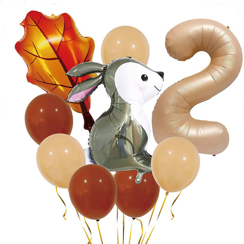 Cross-border digital birthday balloon set 40-inch cream caramel color new cartoon jungle animal combination balloon