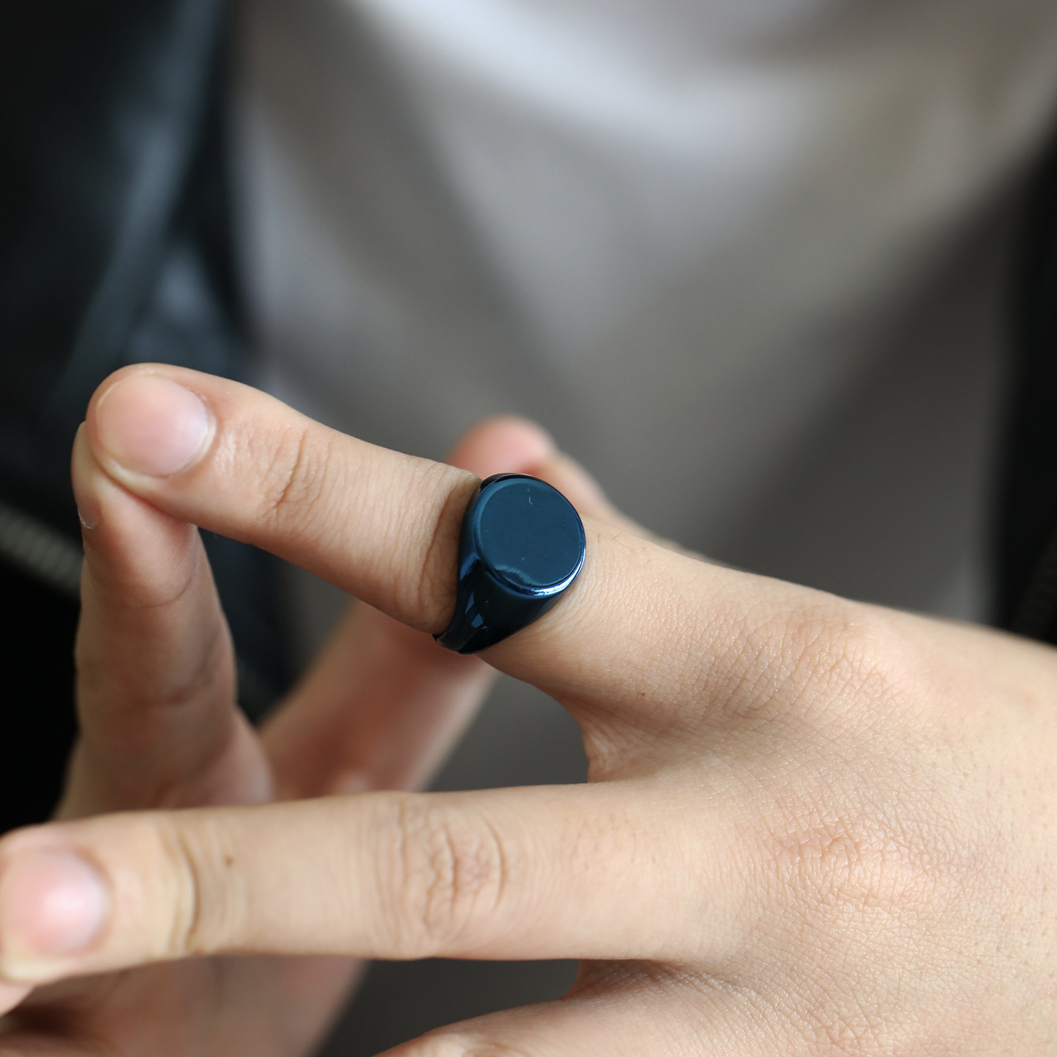 Hip-Hop Solid Color Titanium Steel Plating Men's Rings Men Band Rings display picture 5