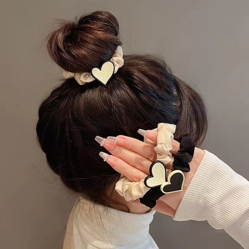 Korean version of love letter satin hair rope for girls to wear ball head fabric pleated small intestine circle without hurting the hair rope hair accessories