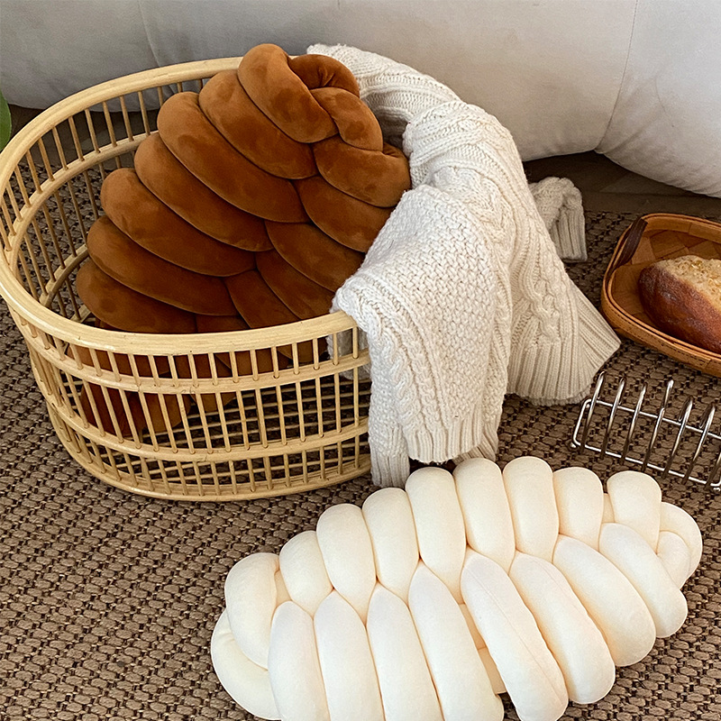 Nordic Simple Spandex Ring Caterpillar Braided Pillow Chair Cushion Sofa Backrest Pillow Decorative Bay Window Cushion