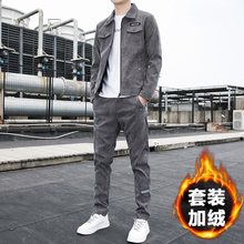 灯芯绒春夏款衣服男装春季套装男休闲户外夹克韩版修身男士外套潮