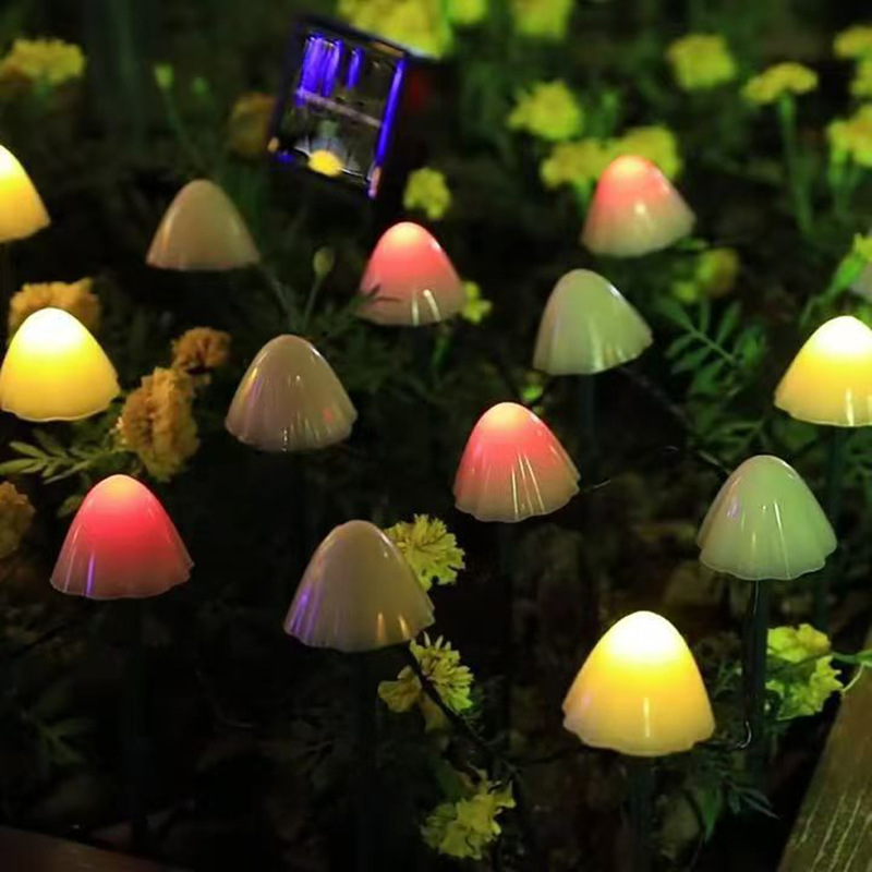 LED solar simulación pequeña lámpara de campo de hongos al aire libre patio césped decoración impermeable atmósfera lámpara de paisaje