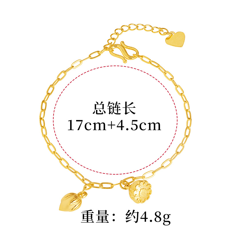Oro Lotus pulsera de loto estilo chino joyería auspiciosa aleación de cobre pulsera elegante de las mujeres Venta caliente suministro directo de fábrica