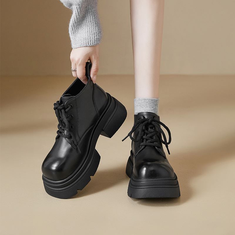 Augusto Lion Black Martin botas mujeres 2026 nuevo invierno tacones gruesos de altura baja botas cortas de correa de estilo inglés