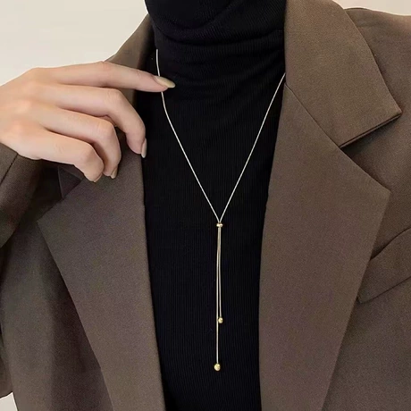 欧美时尚长款毛衣链女网红秋冬百搭项链衣服挂件配饰品厂家直销