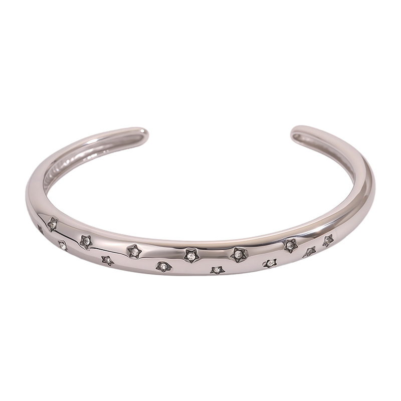 Pulsera de acero de titanio para mujer, sentido de alta gama, pulsera retro europea y americana que no se desvanece, oro de arena, apertura, circón, joyería de pulsera de acero inoxidable image 34