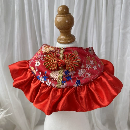 Новый год красный Новый год одежда Pet поддельные воротник кружева Слюна полотенце собака кошка собака медведь нагрудник метод коровы шарф