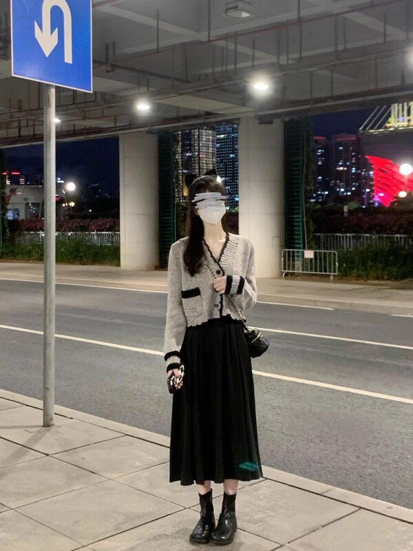 开浅秋冬季天韩系御姐毛衣穿搭配一整套高级感连衣裙子两件套装女|undefined