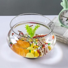 鱼缸 客厅鱼缸透明玻璃创意花边小型金鱼缸水培水养绿萝桌面摆件