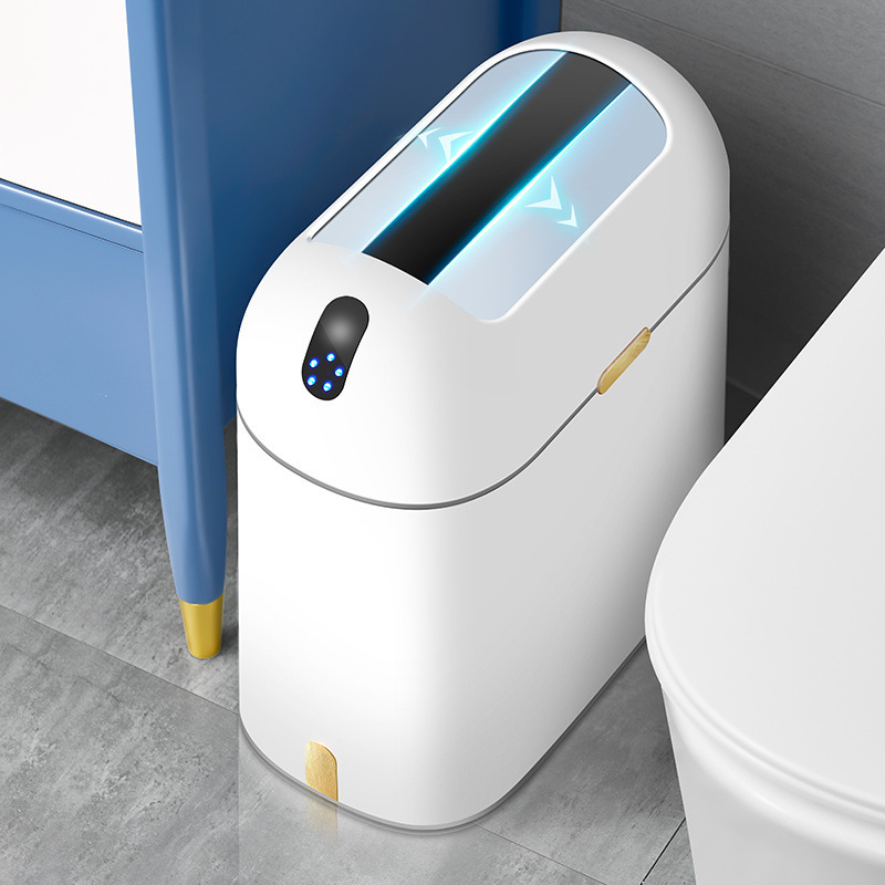 スマート誘導ゴミ箱家庭用バスルームトイレバスルーム寝室狭い隙間自動電気紙バスケット狭い軽い高級感|undefined