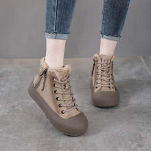 马丁靴女士雪地靴头层牛皮及踝短靴加绒冬季新款女鞋真皮加厚棉鞋