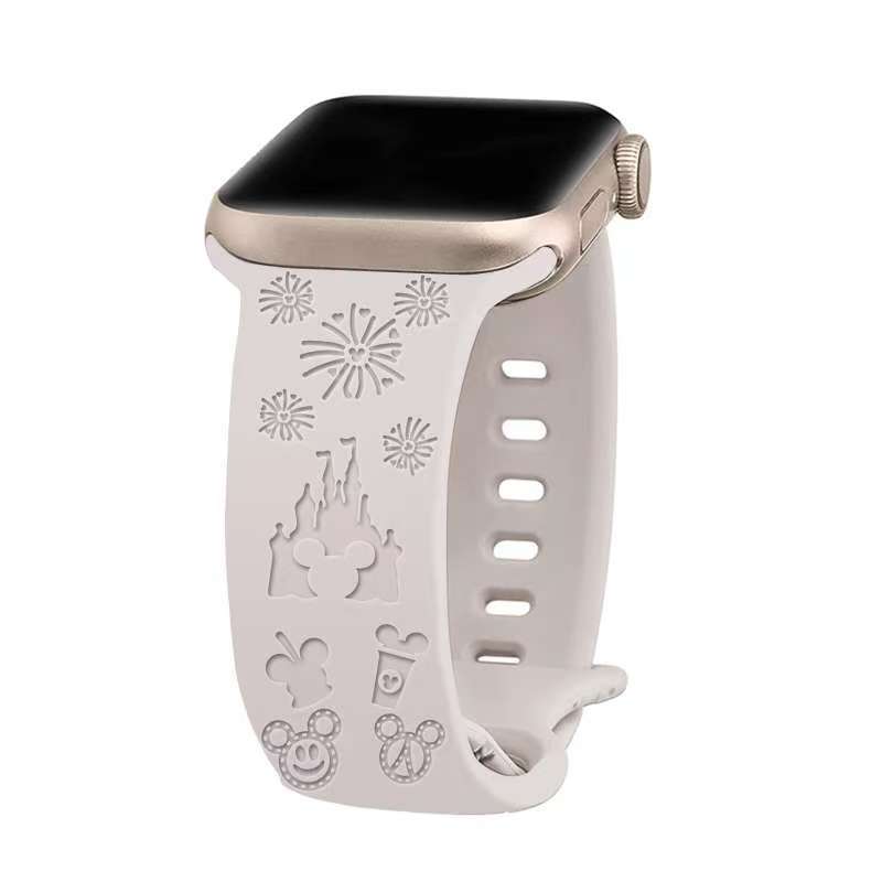 Suitable for Apple Watch 8/7/Ultra3456Se Generation Silicone Carved Craft Castle Strap Mickey