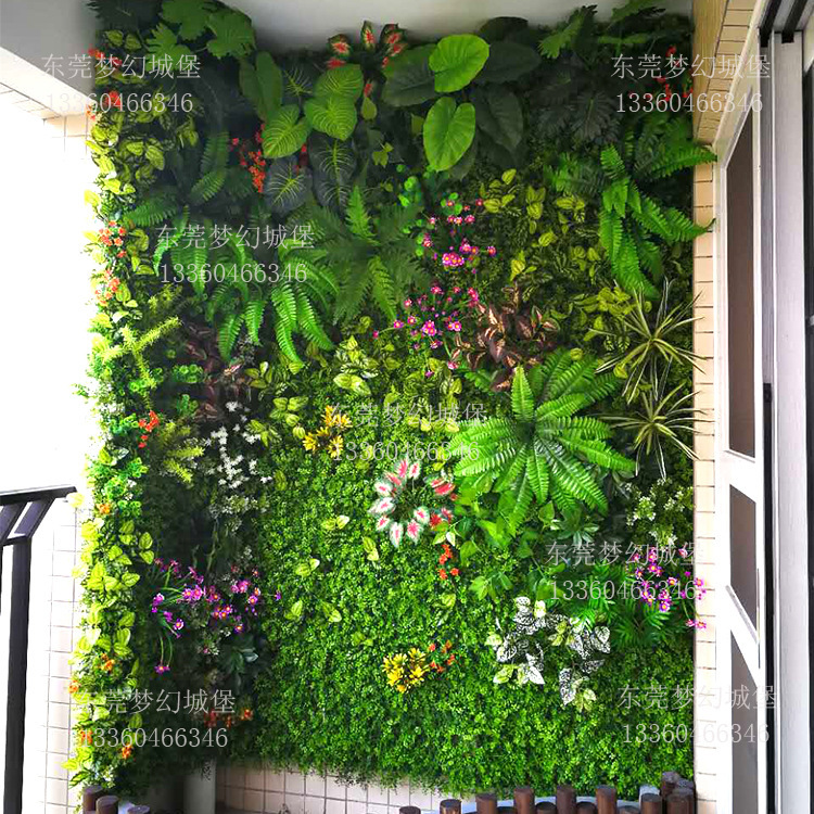 Flor artificial creativa Pared de césped decorativo interior planta verde techo artificial pared de fondo fábrica al por mayor Pared de Planta artificial