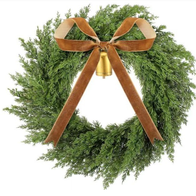 凱錦クロスボーダークリスマス装飾品新作人工クリスマス蝶結び鈴花輪クリスマスホーム前門掛け|undefined