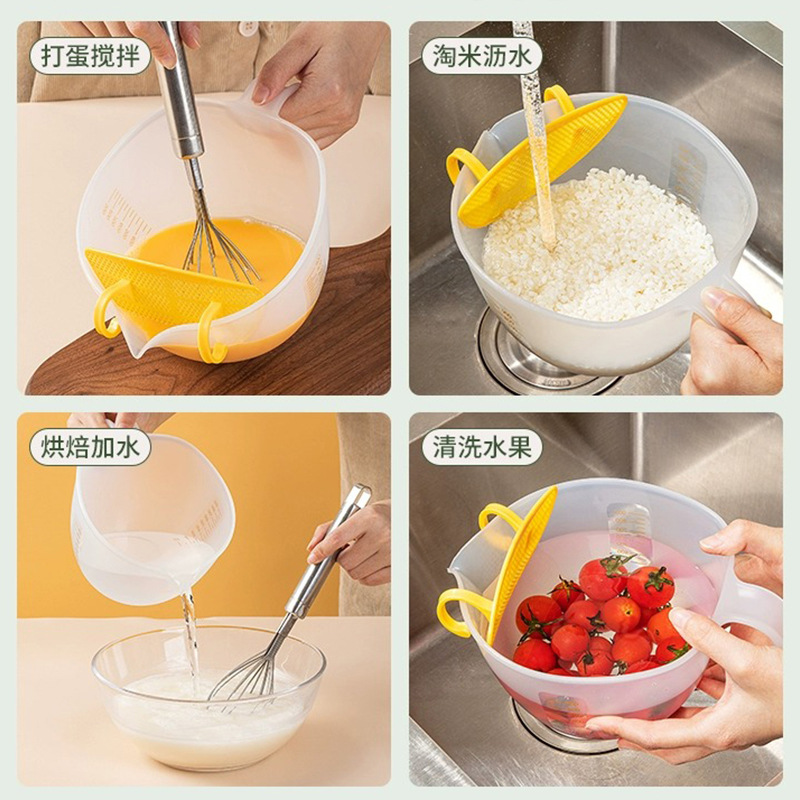 Arroz lavado artefacto multifuncional tamiz de lavado de arroz cuenca de filtración taza de agua de lavado de frutas cuenca de verduras cesta de drenaje de agua