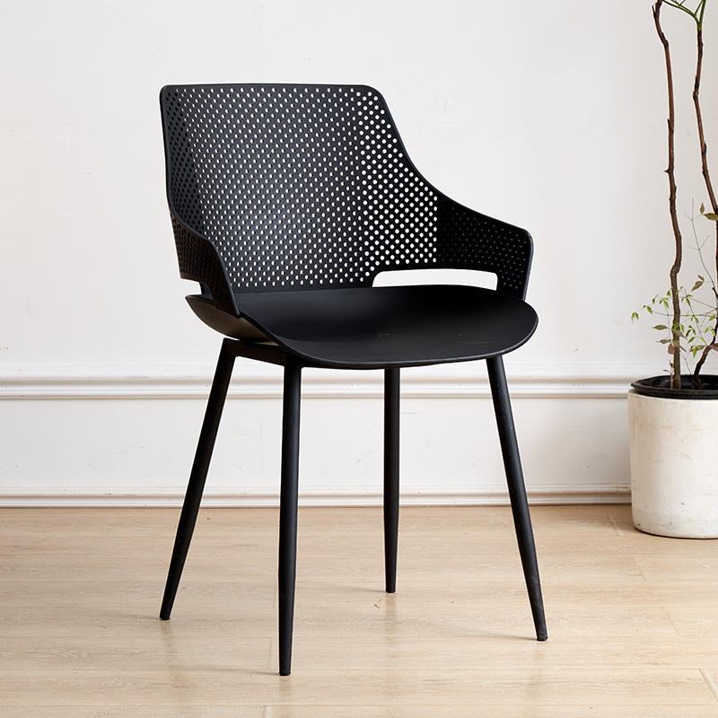 Fuente silla de plástico grueso hogar hierro forjado respaldo de plástico silla de comedor dormitorio tocador silla hueco negociación