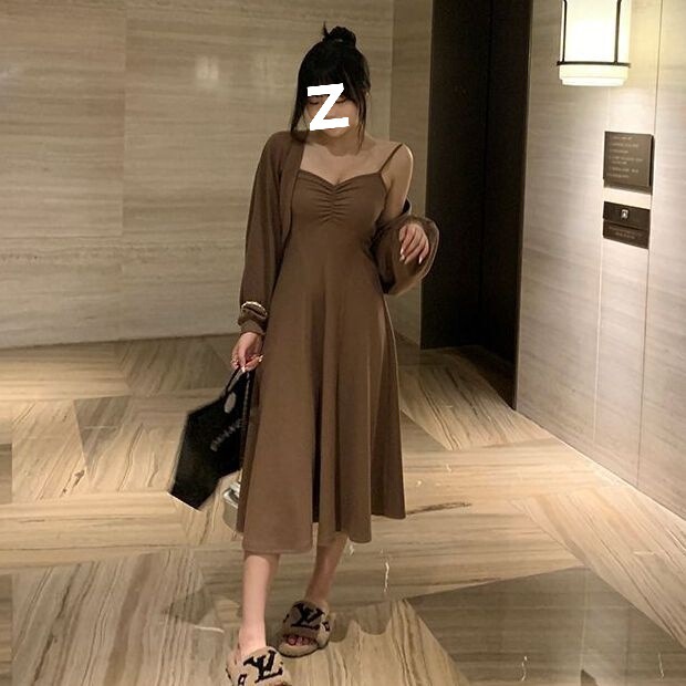 2025新款大码女装胖妹妹mm显瘦纯欲吊带连衣裙气质套装早秋两件套|undefined