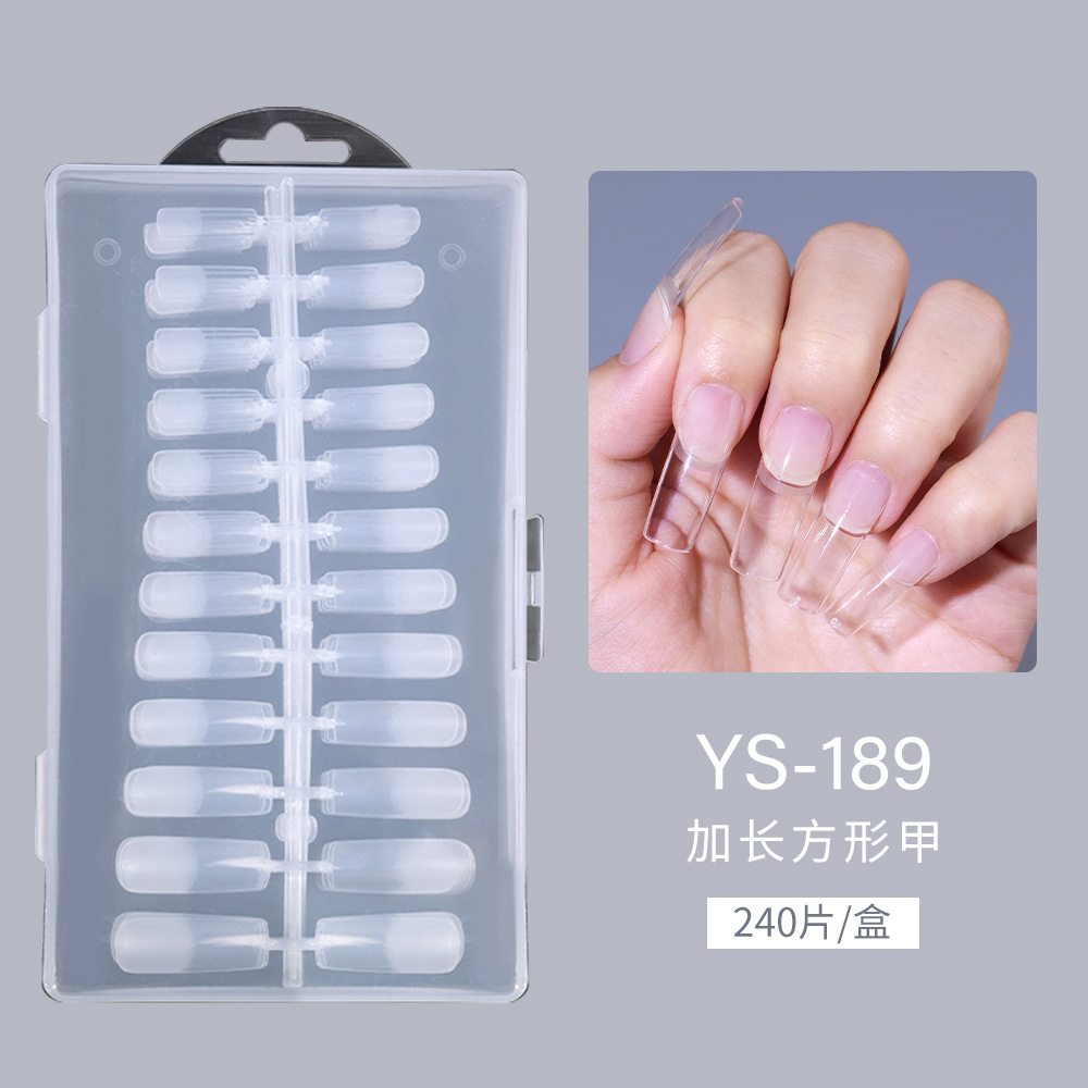 Espumas europeas y americanas transfronterizas, semi-mate transparente, pegatinas completas, extensión ultrafina que no deja marcas, 240 piezas de uñas postizas de talla completa