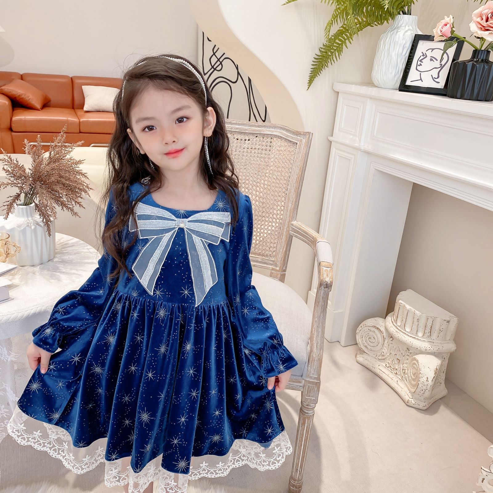 Kid Girl Lolita Autumn Long Sleeves Christmas Princess Dress