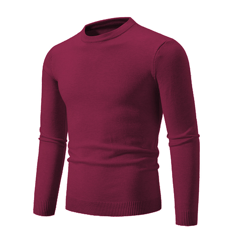 Men's Clothing Retro Minimalist Solid Color Classic Solid Color Crewneck Sweater For Men - Versatile Knit Pullover Top For Casual Wear & Layering_voghion.com