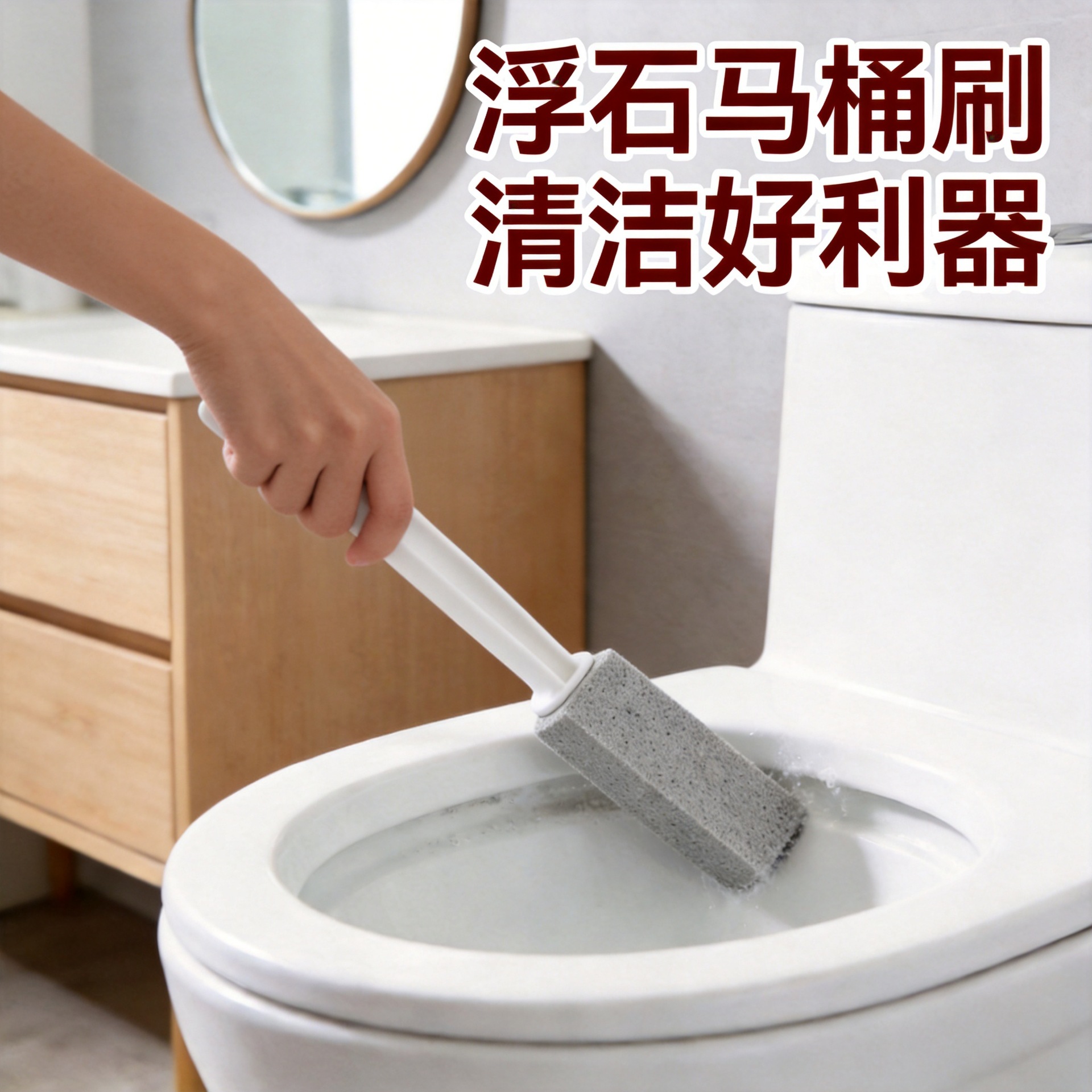 浮石马桶刷长柄清洁刷座便器尿渍洗厕所去黄污垢浮石清洁刷