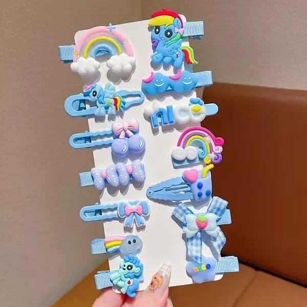 0715-2#Soft rubber blue horse 14 pieces