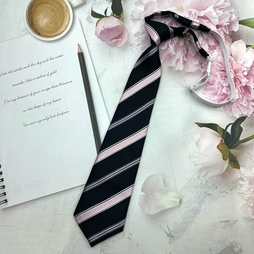 Striped crown jk tie female black pink no-tie college style short Japanese style no-tie coffee wine red shirt school supply dk