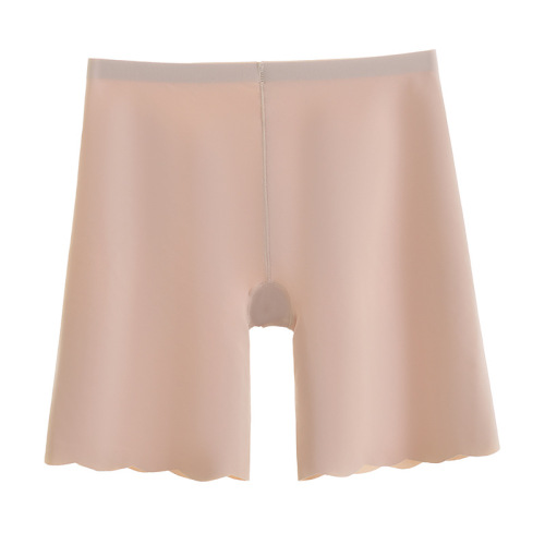 Safety pants for women, ice silk, seamless, high-waisted, long, anti-exposure, non-rolled boxer briefs, large size, thin, women's underwear