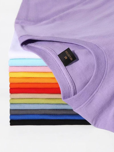 Children's Short-Sleeved T-shirt, 220gsm; Baby & Kids' Short-Sleeved T-shirts for Boys and Girls; Round-Neck Tops for Parent-Child Matching; Solid-Color, Pure Cotton T-shirts
