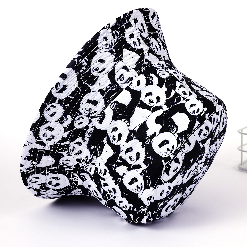 Nuevo sombrero de pescador impreso verano lindo panda sombrero de pescador nuevo sombrero de cuenca de doble cara sombrero casual sombrero de protección solar para hombres