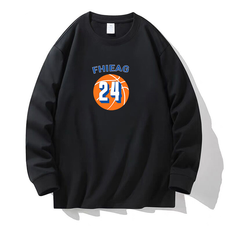 100% algodón pesado de alta calidad 230g de otoño camiseta de manga larga de cuello redondo negro camiseta de base suelta camiseta de mujer