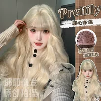 Вино и вино парик зимний новый женский длинный вьющиеся волосы lolita реалистичный воздух челка парик полный капюшон
