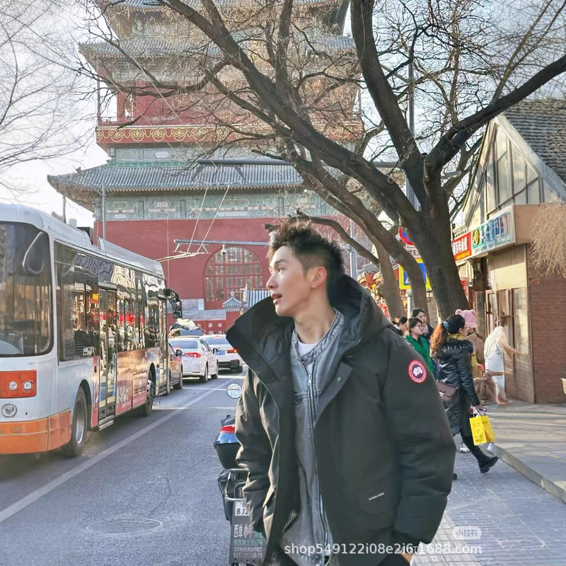 Canada Goose 01 down Jacket for Men and Women, Pilot Jacket Style Couple Warm Short Fur Collar Jacket White Duck down