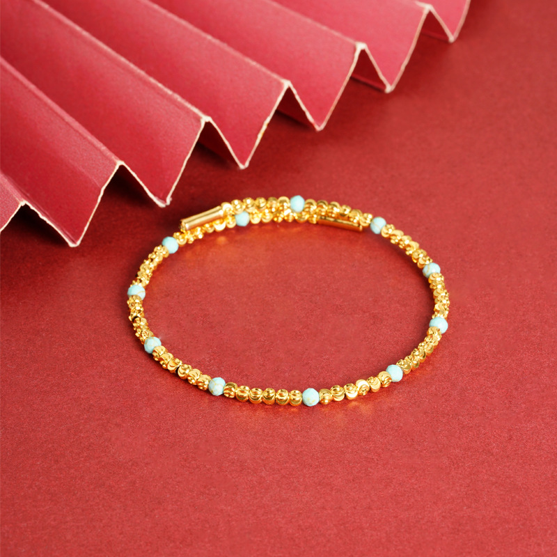 Vietnam Gufa Sha oro bohemio agua dulce pulsera de cuentas azul no se desvanecerá joyería de alta calidad