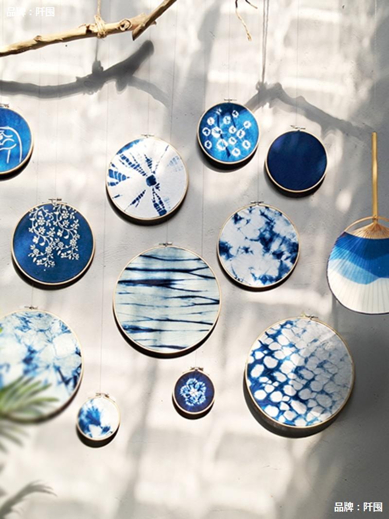 植物染装饰画草木染墙饰手工扎染挂画民宿背景幼儿园布艺绣绷挂件