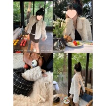 立领皮毛牛角宽松羊羔一体毛毛外套新款冬季加厚仿皮上衣皮草大衣