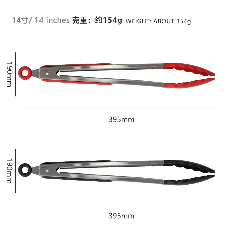 Pinzas de silicona para alimentos, pinzas de acero inoxidable para pan, pinzas para barbacoa coreana, pinzas para alimentos resistentes a altas temperaturas, pinzas para asar al por mayor