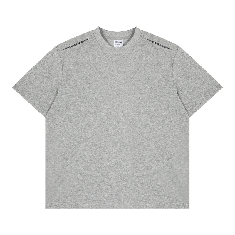 R2428 American Retro Couple Street Fashion Solid Color Deconstructed Design Simple Versatile Men's Loose Round Neck Short-Sleeve T-Shirt R2428 American Retro Couple Street Fashion Solid Color Deconstructed Design Simple Versatile Men's Loose Round Neck Short-Sleeve T-Shirt