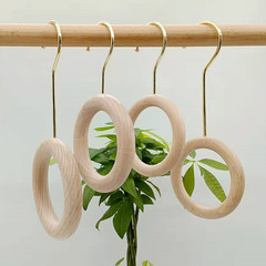 Wooden circle round hook clothing store jeans S hook round ring hanger pants hook clip scarf hook factory direct supply