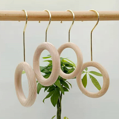 Wooden circle round hook clothing store jeans S hook round ring hanger pants hook clip scarf hook factory direct supply