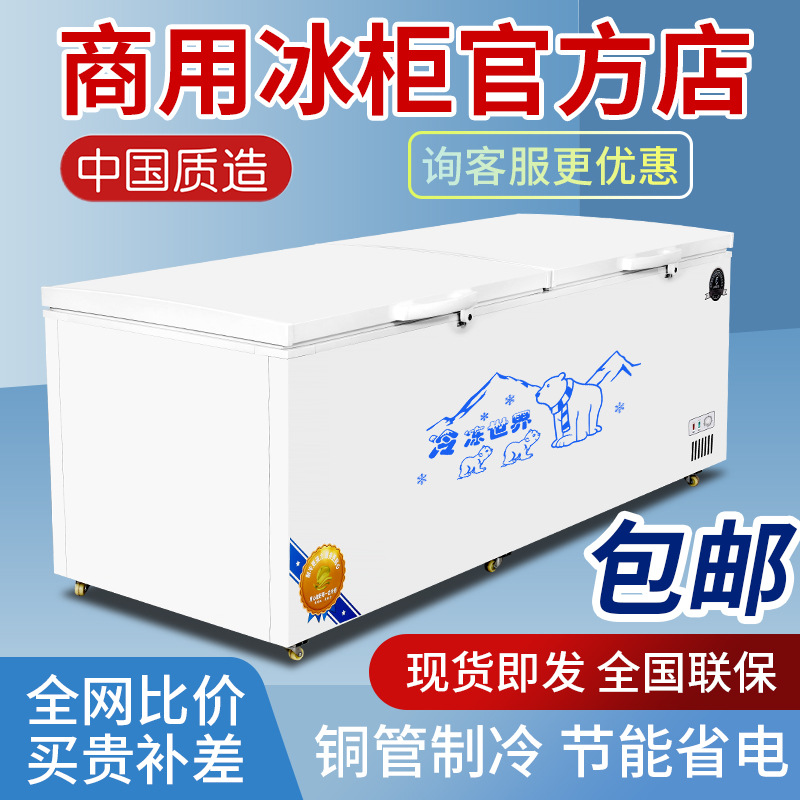 China-Made Freezer Commercial Large-Capacity Refrigerator Refrigerated Freezer Horizontal Extra-Large Dual-Temperature Copper Tube Freezer Display Cabinet