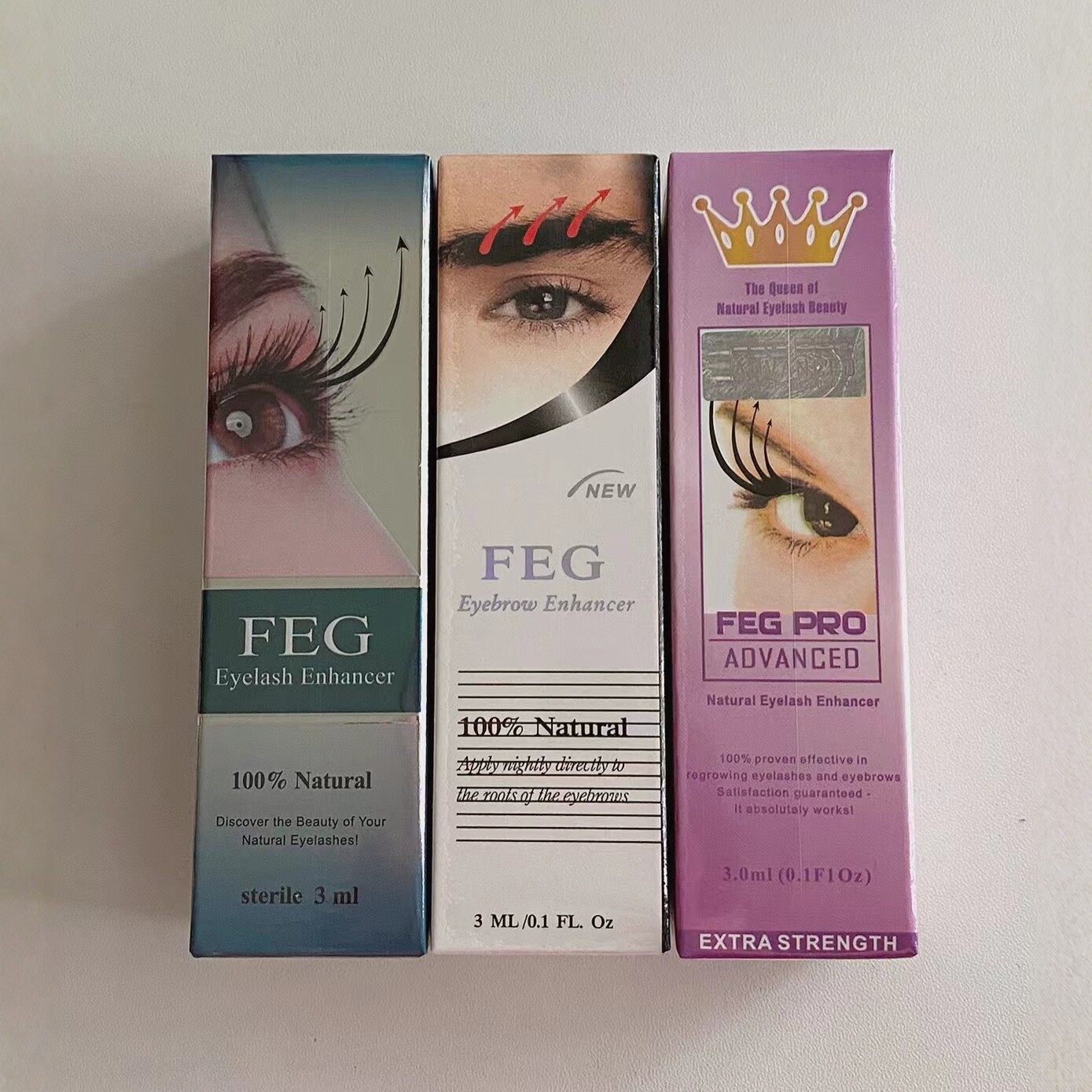 FEG eyelash serum, designed for cross-border sales, is a 3ml eyelash care solution that provides lengthening and volumizing effects, and is waterproof and long-lasting