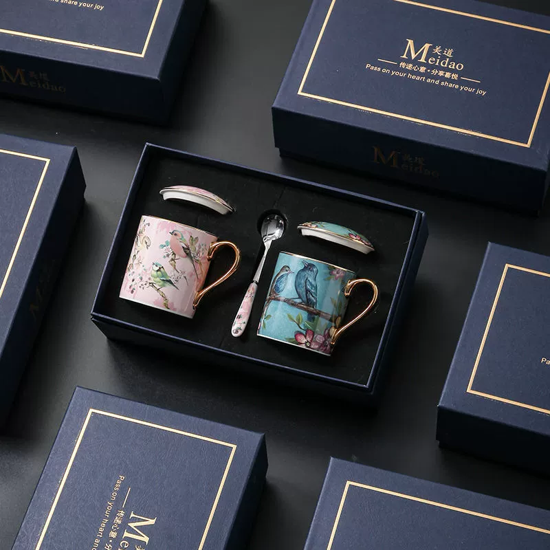 Европейская костяная фарфоровая пара, керамическая чашка для воды, высококачественная кружка, пара кофейных чашек, подарок, подарок