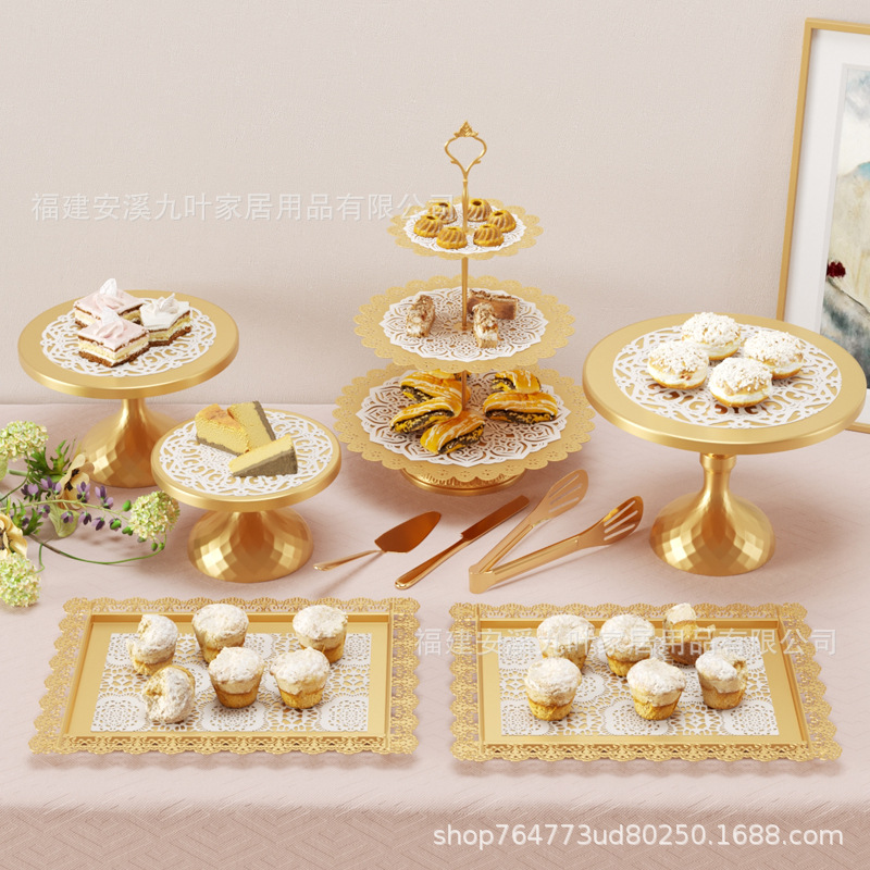 Juego de Soportes para Tartas de Hierro Forjado Estilo Europeo, Decoración para Bodas, Exhibición de Postres, Soporte para Aperitivos, Accesorios para Fiestas de Cócteles, Juego de Platos para Tartas