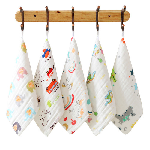 Saliva high-density six-layer gauze pure cotton square towel baby soft absorbent face towel small towel wholesale