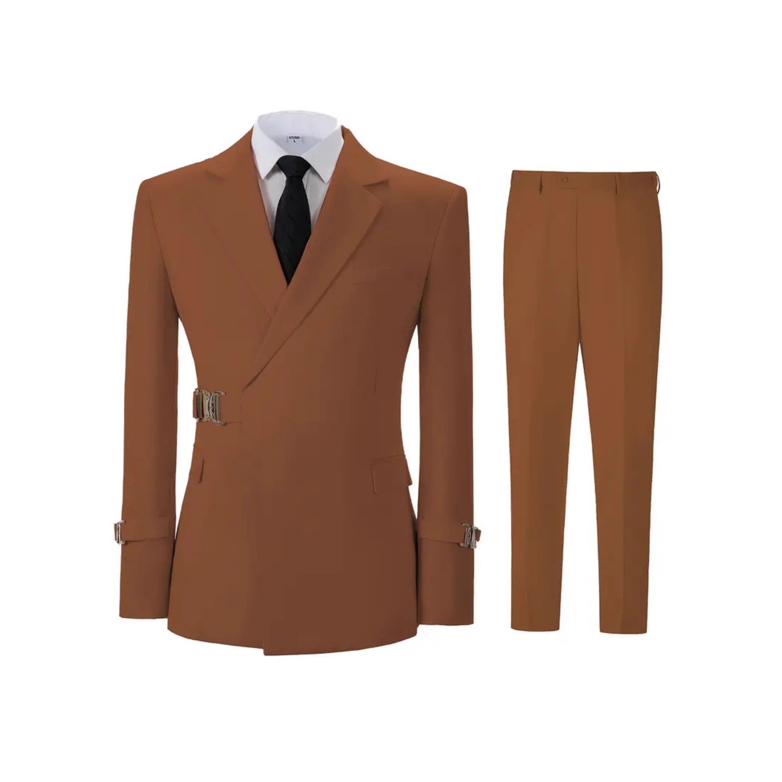 Traje Formal Elegante para Hombre Set de 2 Piezas de Sarga de Poliéster y Viscosa, Botones Metálicos image 7