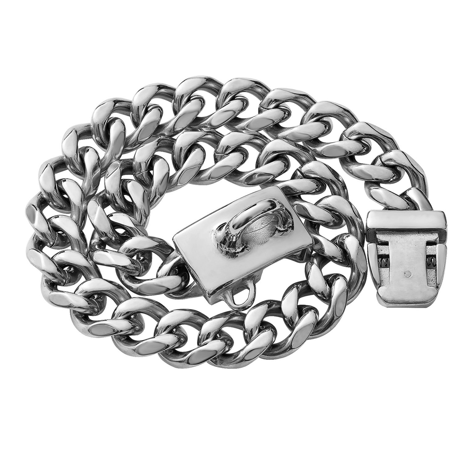 13mm Acero inoxidable Titanium cadena perro pequeño y mediano collar oro rosa Oro Negro hebilla cadena cubana